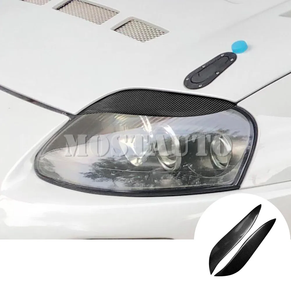 For Toyota Supra A80 Real Carbon Fiber Exterior Headlight Cover Eyelid Eyebrow Trim 1993-2002 Car Accessories