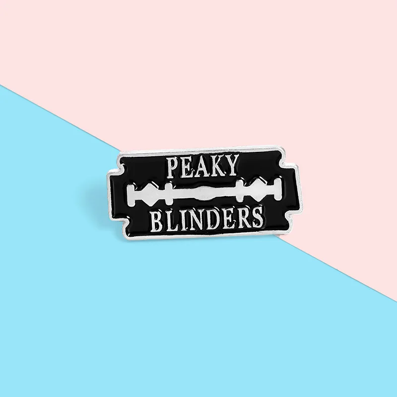 Creative Geometry Black Enamel Brooch Peaky Blinders Gangster Biography Blade Pins Alloy Badge Clothes Bags Accessories Jewelry