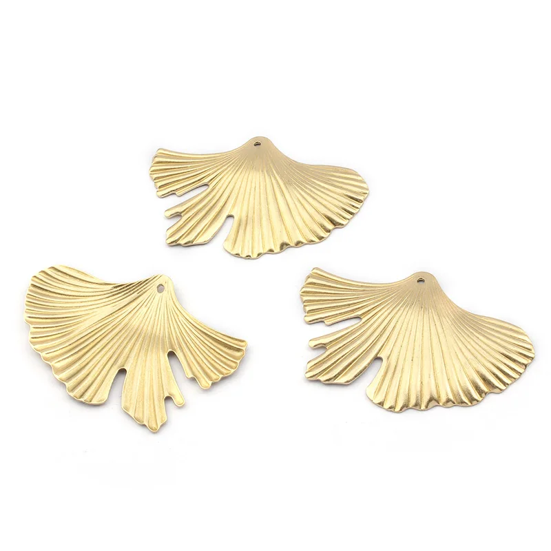 10pcs Raw Brass Ginkgo biloba Leaf Charms Pendant For Handmade Women Fashion Necklace Jewelry Findings Making