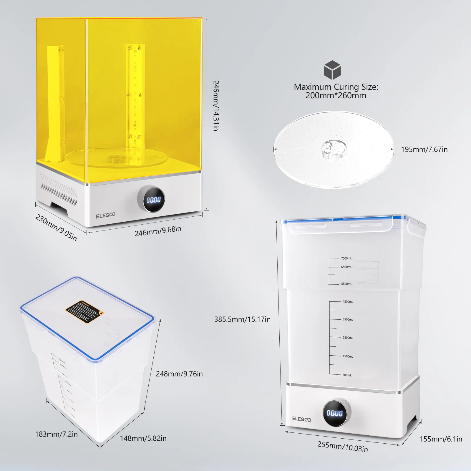 ELEGOO Mercury XS Paquete de lavado y curación con estación de lavado separada para impresiones 3D de resina grandes, compatible con SATURN 3 ULTRA