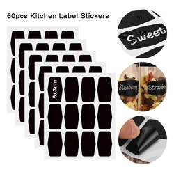 60pcs Kitchen Spice Sticker Jar Sticker Removable Organizer Storage Bottles Jars Stickers Kitchen Labels Stickers Chalkboard Tag