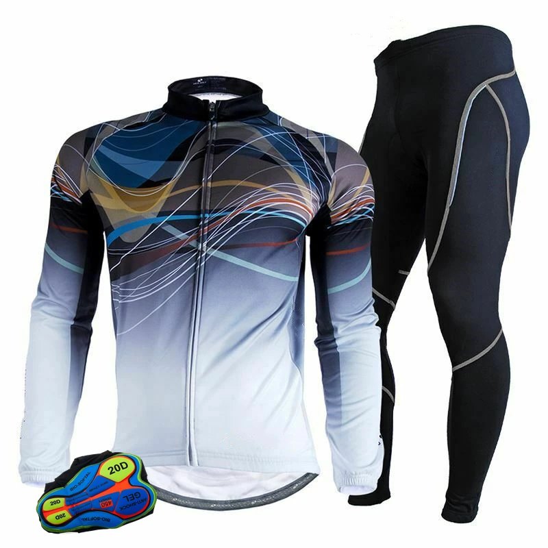 Spring Autumn Breathable Riding Bike Fashion Tight Fitting Ultraviolet-Proof Sets Set Cycling Clothes Men\'s Jersey Suit Sport