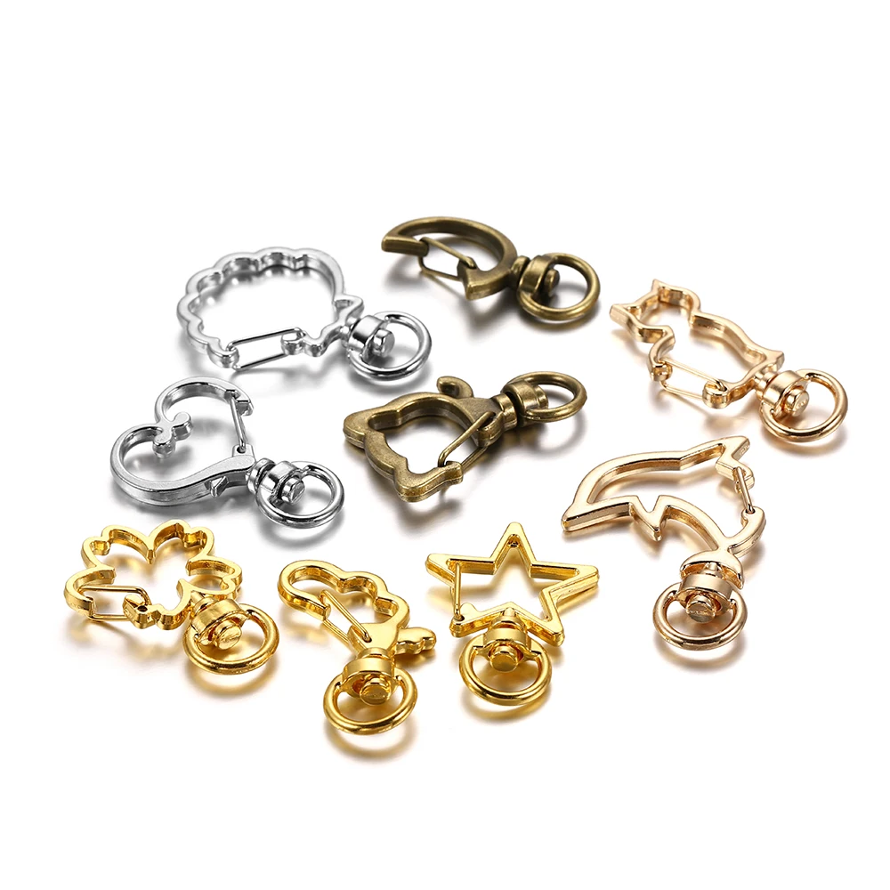 10pcs Cat Heart Snap Hook Trigger Clips Buckles for Keychain Lobster Lobster Clasp Hooks for Key Ring Clasp Jewelry Accessories