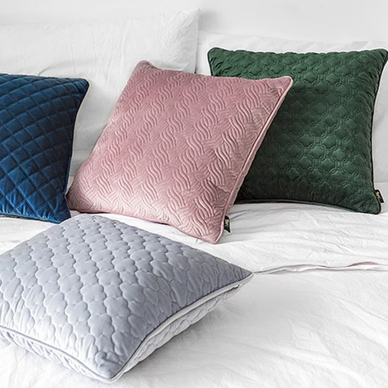 

Quilted Embroidery Nordic Pillowcase Sofa Bedside Cushion OfficePillow Car Waist Strong Wear-resistant Cushion Pillowcase