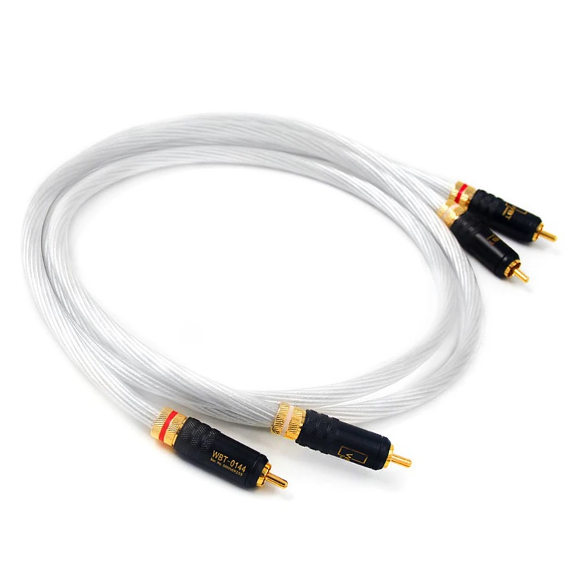 Pair 7N OCC RCA cable Silver Plated audio Wire WBT self locking Gold plated RCA plug for Amplifier DAC TV DVD