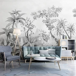 Beibehang papel de parede foto personalizada, papel de parede tropical, floresta, planta, mural grande para sala de estar, sofá, decoração de quarto