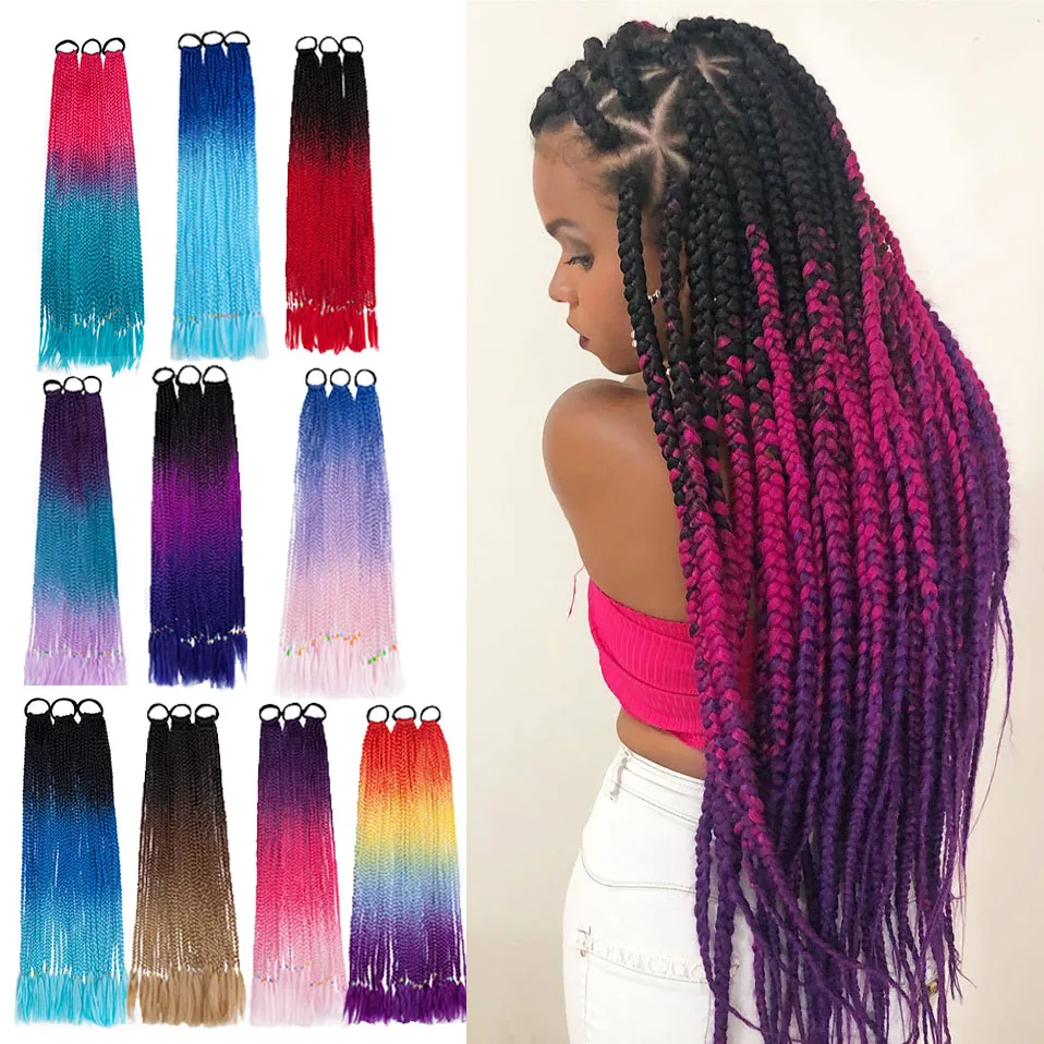 My-Lady 24inches Synthetic Long Straight Ombre Box Braids Hair Extensions For Afro Woman Fake Organic Artificial Strand African