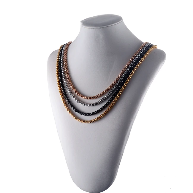 Edelstahl-Halskette Wasserdicht Runde Schwarze Kette Geschenk für Männer und Frauen Schmuck 2mm-5mm Breite – Detail 4