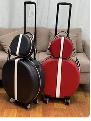 Valise de Voyage à Roulettes, Sac à Main Circulaire, Blanc, Rouge, Vert, 18 Pouces