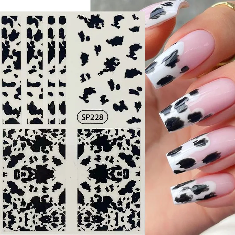 3D Zebra Cows Pattern Nail Stickers Nail Design Leopard Prints Sliders Animal Skins Foils Snake Pattern Manicures Decorations