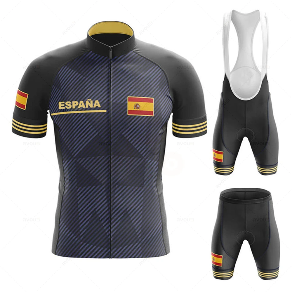 2023 Mens Spain Pro Team Short-sleeved Cycling Jersey Suit Bib Bicycle Set Uniform Maillot Ciclismo Hombre Verano 2022 Jumpsuit