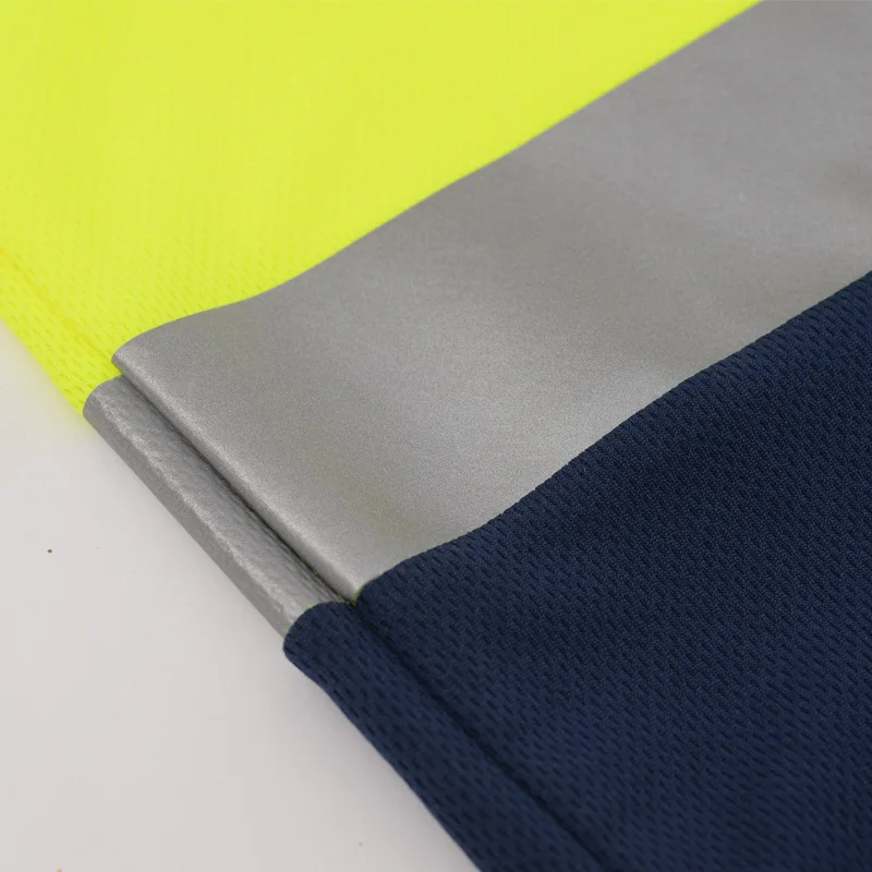 Two Tone Long Sleeve Safety Polo Shirt High Visibility Reflective Shirt With Pockets Hi Vis Work Shirt