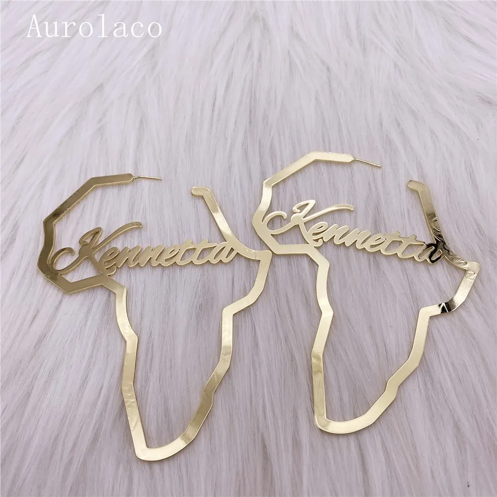 AurolaCo African Earrings Custom Name Earrings Customized Stud Earring Customized Stainless Steel Earring for Women Gift