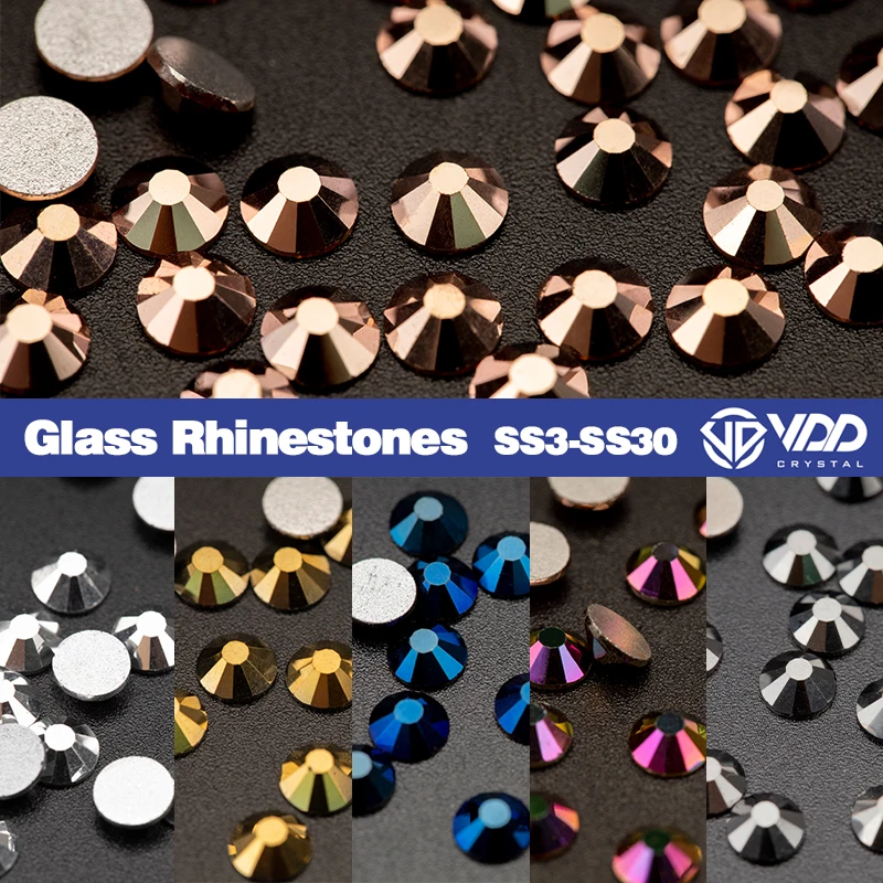VDD ss3-ss30 Labrador/Hematite/Aurum/Metallic Blue/Rose Glod Glass Crystals Non Hot-Fix Rhinestones DIY Nail Art Accessories