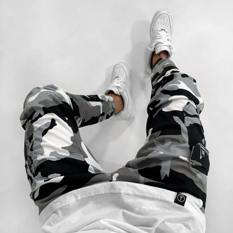 Autumn Camouflage Style Men\'s Jeans Joggers Sweatpants Cargo Trendy Hip Hop Solid-Colored Pencil Pants Men Fitness Trousers