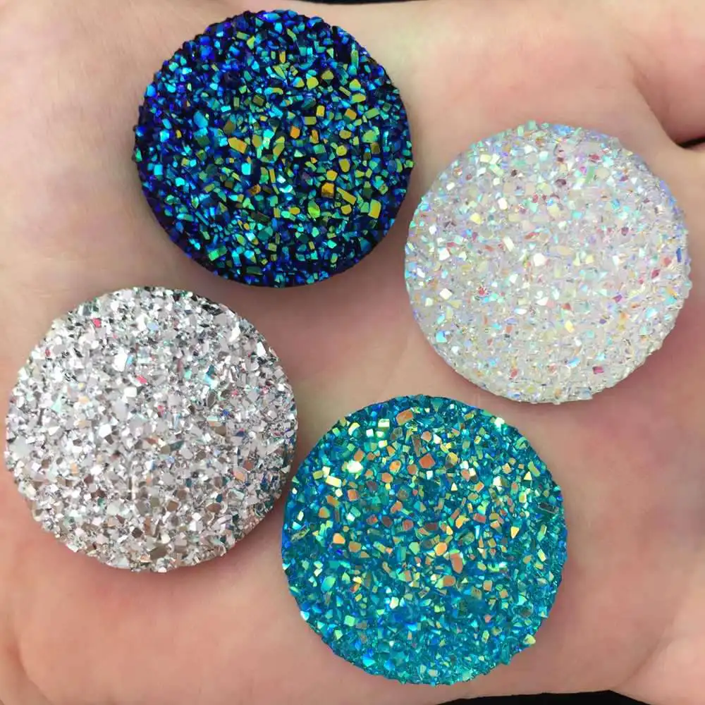 Hot 8 sztuk AB żywica 30mm Cabochon rudy okrągły Flatback Rhinestone ślub DIY Rhinestone guziki R97*2