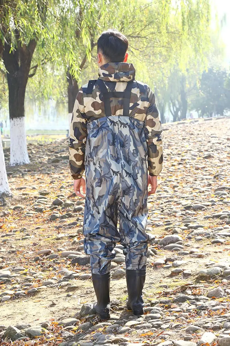 

High-Jump Rain S Shoes With Camouflage Water Pants PVC Waterproof Breathable Chest Pant Fishing Waders Water Clothing Rain Boots