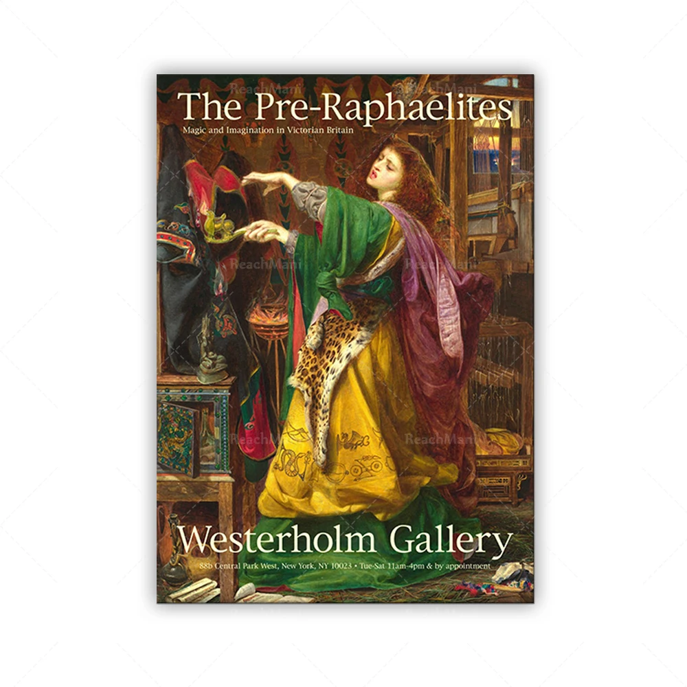 

Pre-Raphaelite Exhibition Poster - Edward Burne-Jones Gallery Print - Morgan-le-Fay - Wall Art Decor - Arthurian Art