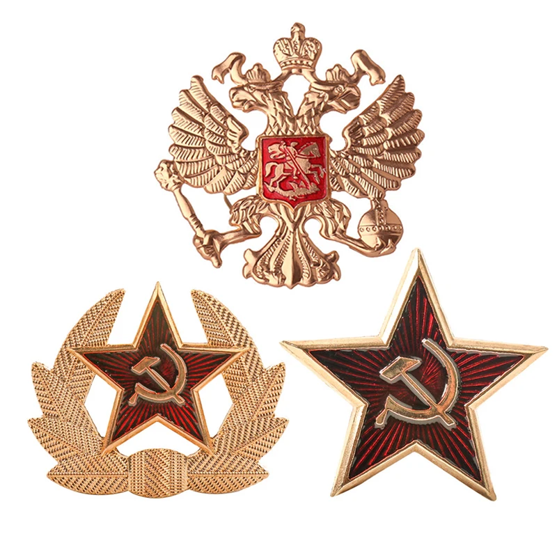 WW2 USSR Soviet Union Army RED STAR Hammer Sickle Enamel Badge Pin Army Guards Russian Imperial Eagle Emblem Badges Pins Patch