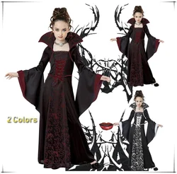 Mangas largas Royal Vampire Cosplay Traje para crianças, vestido medieval manga longa para meninas, festa de Halloween