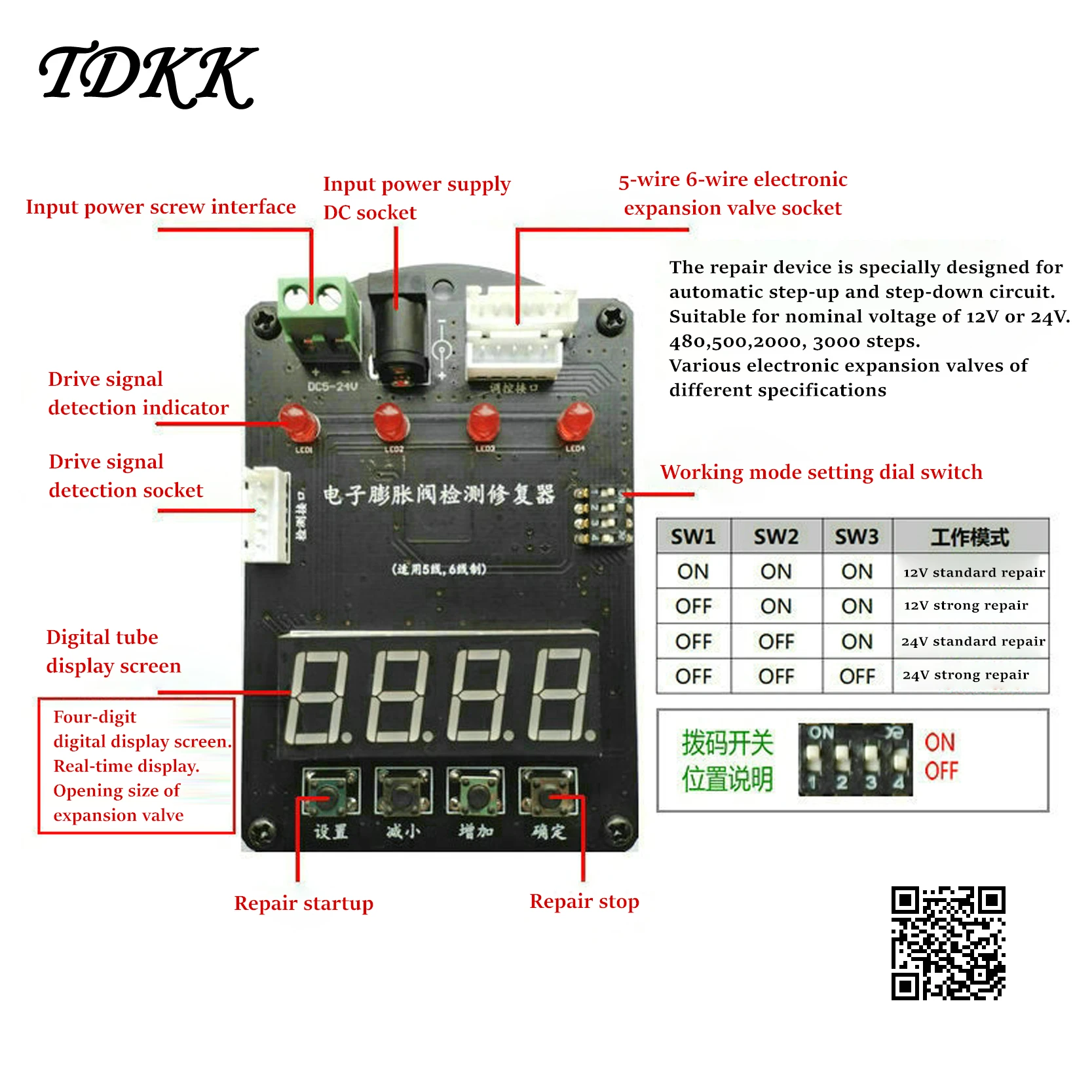 Repair Controller of Electronic Expansion Valve Detector for Indoor and Outdoor Machines with Frequency Converter