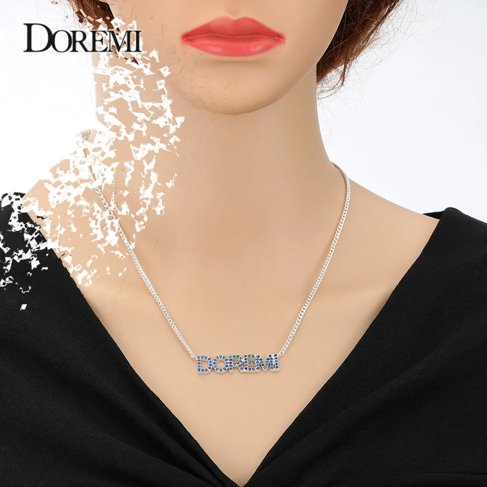 DOREMI Crystal Custom Name Necklaces with 5Colors Zircon Pendant Letters Necklace  Custom Jewelry Numbers Personalized Pendant