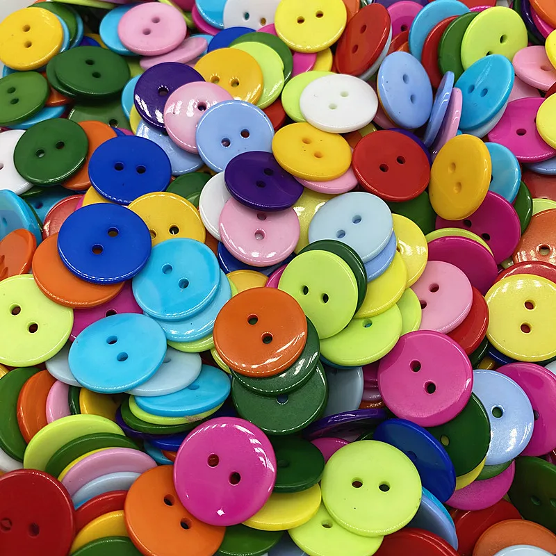 New 9-20mm Colours Double Eye Bread Button Round Resin Sewing Buttons Diy Scrapbooking Multicolour