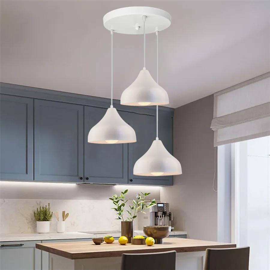 Nordic Simple Pendant Lights Aluminum Lampshade Modern Hanging Lamp for Kitchen Living Room Dinning Room Restaurant Chandeliers