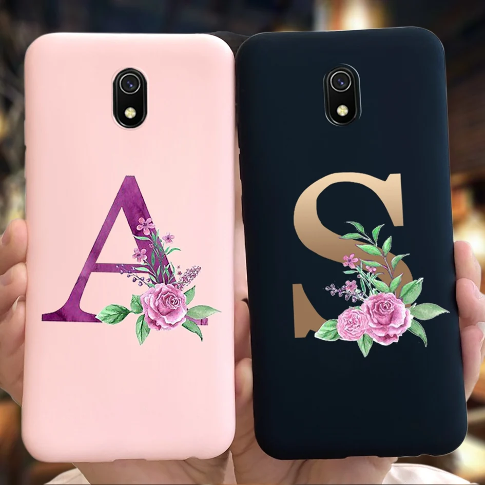 Soft Case For Xiaomi Redmi 8a Redmi8A Case Silicone Matte TPU Cute 26 Letters Back Protective Cover for Xiomi Redmi 8a a8 Bumper