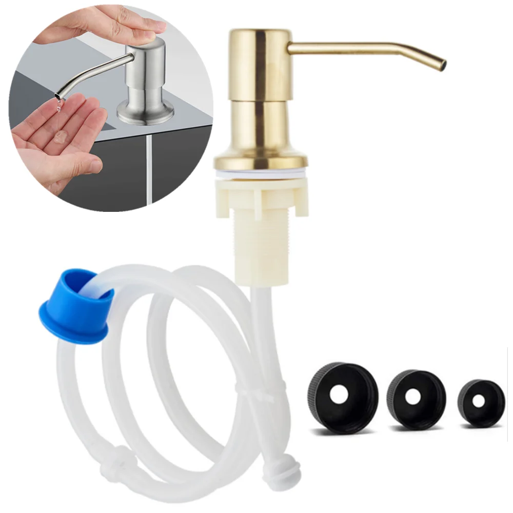 Stainless Steel Kitchen Sink Soap Dispenser Liquid Soap Bottle Golden Bathroom Detergent Liquid Hand Wash Soap Dispenser Pumps