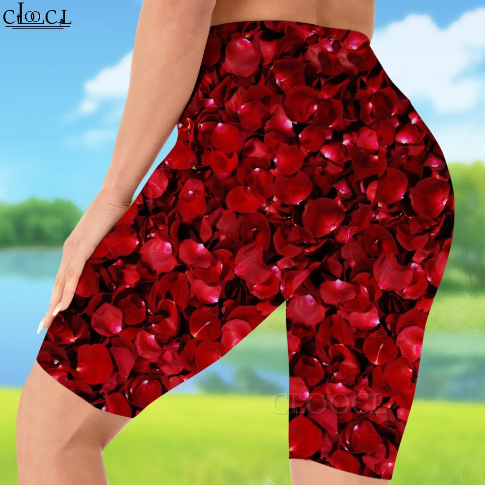 CLOOCL Hoge Taille Leggings Retro Rose Bloem Gedrukt Shorts Vrouwen Sexy Gym Joggingbroek voor Vrouwen Biker Shorts Drop Shipping