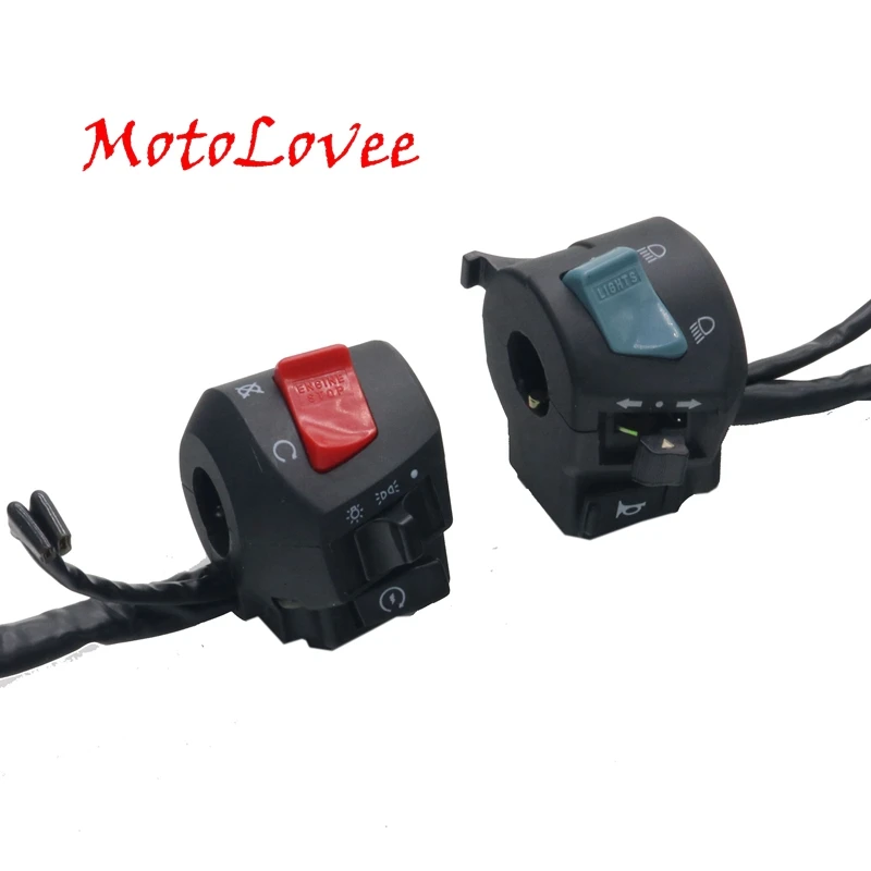 MotoLovee 22mm Motorcycle Left Right Switches Horn Button Turn Signal Electric Fog Lamp Light Start Handlebar Controller Switch