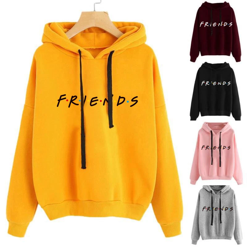 Streetwear Women Hoodies FRIENDS Letter Printing Women Sweatshirt Autumn Long Sleeve Hooded Pullovers Vintage Sweatshirts