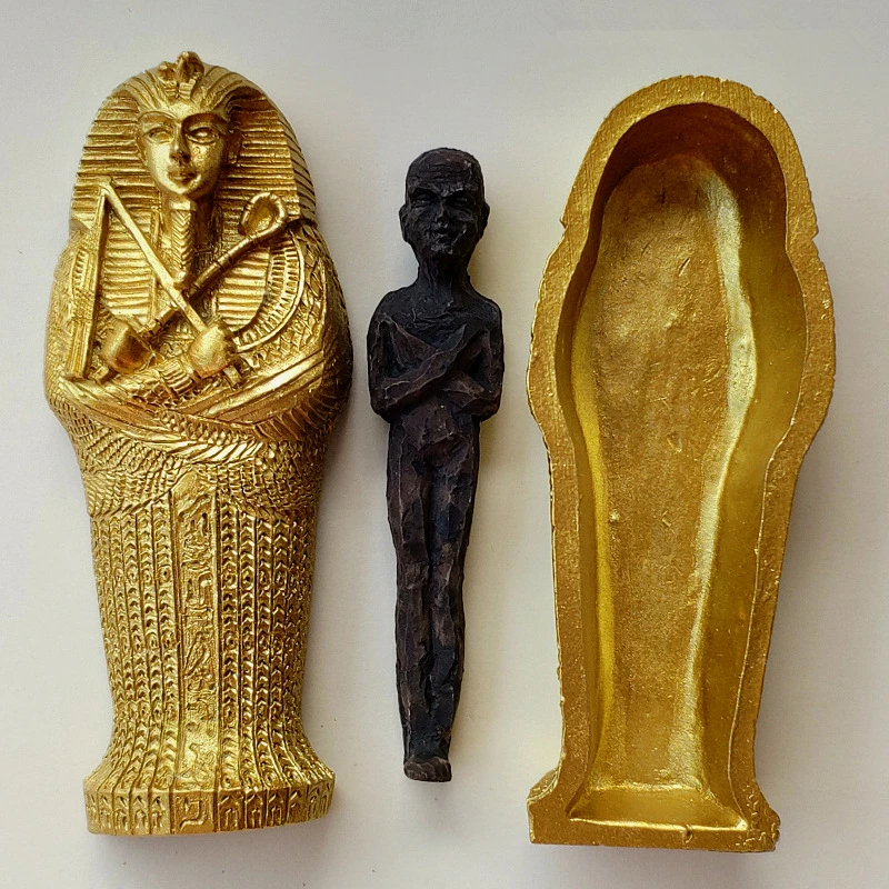 Egyptian King Pharaoh Sarcophagus Coffin With Mummy Figurine Statue Miniature Sandplay Decor Miniature Model Home Decoration