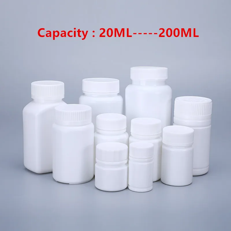 Empty 100ml HDPE plastic bottle with screw cap Round medicine storage container capsule pill vitamin Refillable bottle 50Pcs