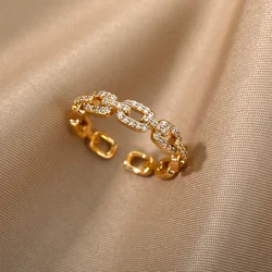 Classic Zircon Twist Chain Rings For Women Stainless Steel Elegant Couple Ring Wedding Jewelry Gift Bijoux Femme Free Shipping