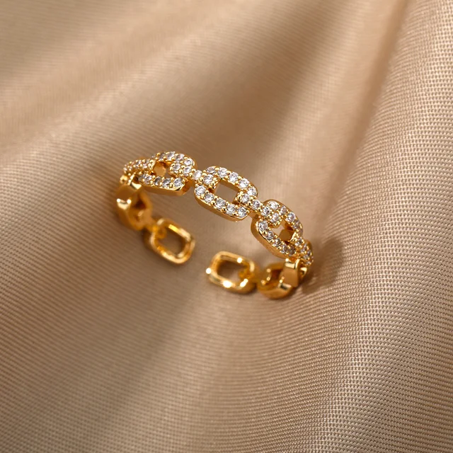 Klasyczne cyrkonie Twist Chain pierścionki dla kobiet stal nierdzewna elegancki pierścionek dla par biżuteria ślubna prezent Bijoux Femme darmowa wysyłka