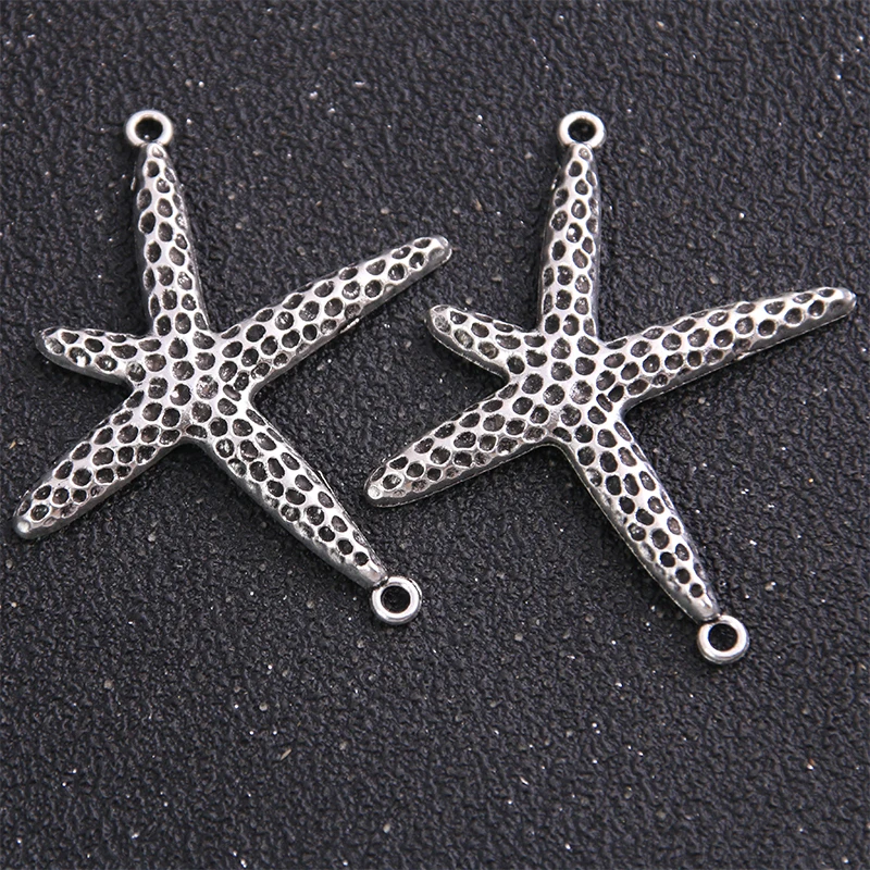 6pieces/lot 33*50mm Antique   Alloy Starfish Charms Starfish Connectors for Bracelets