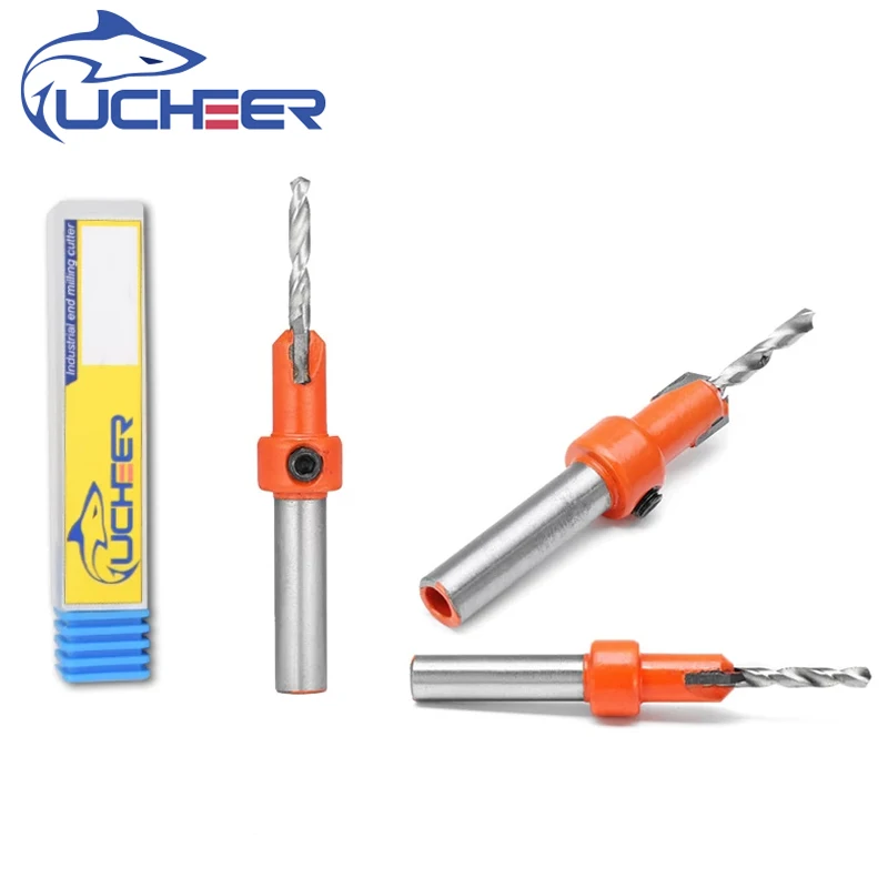 UCHEER 1set Hss legname piccola lavorazione del legno svasatore punta da trapano Set taglierina a vite utensili per legno per metallo legno lega punta da trapano + chiave