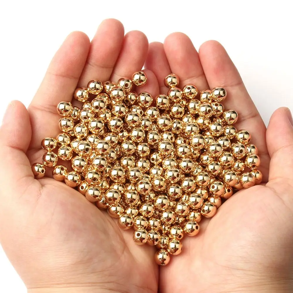 Wholesale 3 4 6 8 10 12mm 30-500pcs Gold Color Gun-Metal Color CCB Round Seed Spacer Loose Beads For Jewelry make DIY  Accessory