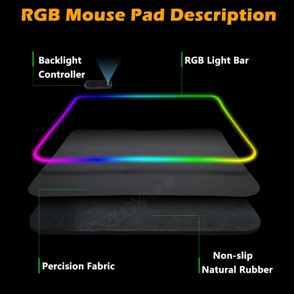 LED Light Gaming Mouse Pad RGB Large Computer Mousepad Gamer Carpet Waterproof Mause Pads Desk Play Mat with Backlit