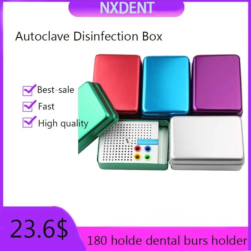 

1pcs New 180 Holes Dental Endo Box FG Burs Holder Autoclave Disinfection Box With A Ruler