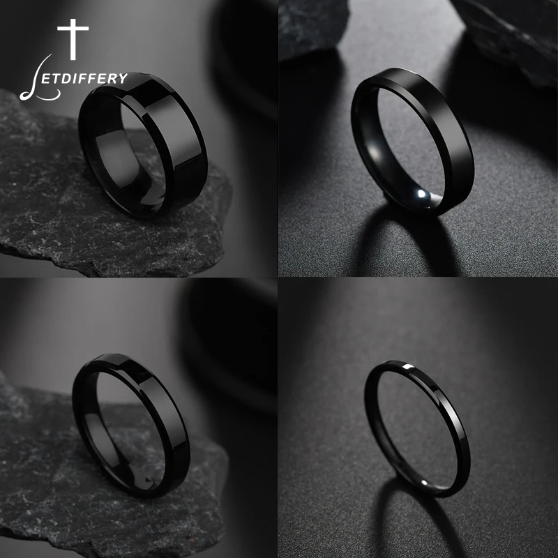 Letdiffery Simple Stainless Steel Couple Jewelry Smooth 1/2/4/6/8mm Women Men Finger Rings For Lovers Dropshipping Wholesale