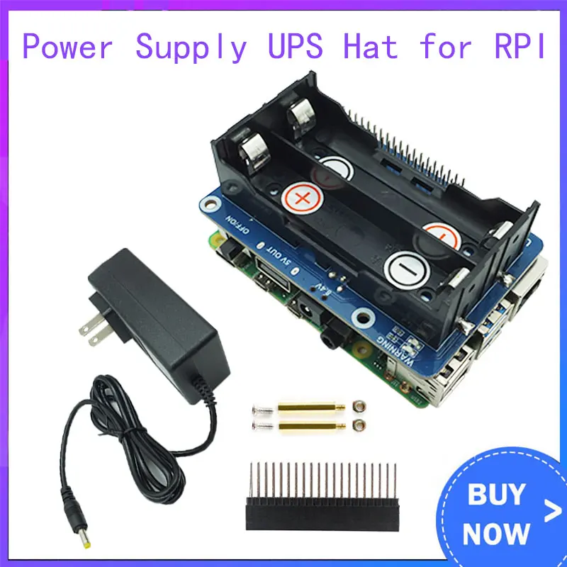 Raspberry Pi 4 Uninterruptible Power Supply UPS HAT Stable 5V Power Output for Raspberry Pi 4 Model B/3B+/3B