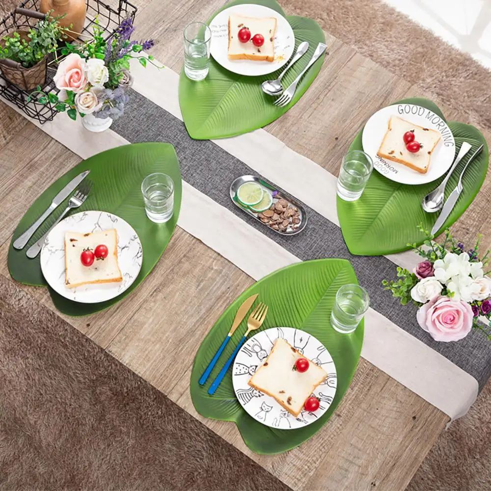 EVA  Attractive Elastic Leaf Shape Place Mat Long Lasting Place Pad Heat Insulation   for Kitchen