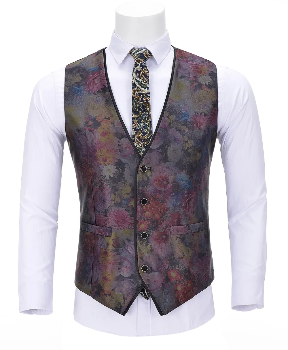 Chaleco Formal estampado para hombre con cuello en V, chaleco gris Retro Noble con patrón informal, chaleco de negocios para padrino de boda y graduación, chaleco de noche