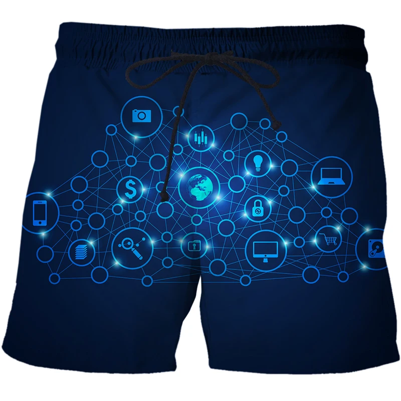 2022 Summer New 3D Men Shorts AI technology data pattern Swimming Trunks Mens Beach Pants Fashion Hot Male Swimsuit Pants