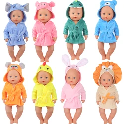 Colorful Bathrobe Suit Cute Cartoon Animal Nightgown Robe Doll Clothes Born Baby Fit 17 inch 43cm Doll Accessories For Baby Gift