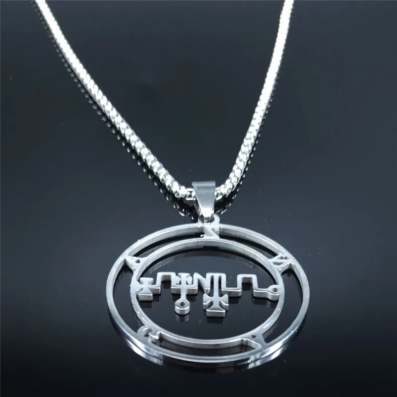 Stainless Steel Demon Seal Statement Necklace Silver Color Satan ZAGAN for Necklace Men/Women Jewelry colgante mujer N1340S03