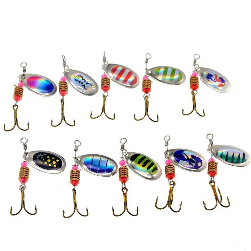 10 Colors Peche Spinner Fishing Lures Wobblers CrankBaits Jig Shone Metal Sequin Trout Spoon with Hooks for Carp Fishing Pesca